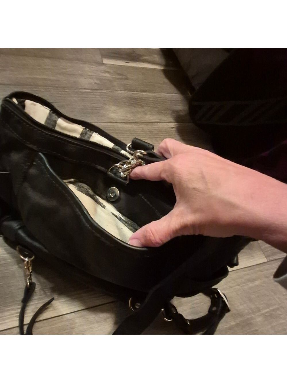 Colorful Patterned Black Leather Women's Bag - Picture 8 of 15
